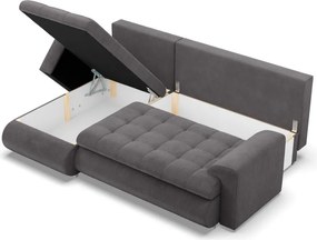 Tokio sarokkanapé, 2 ágyneműtartóval, kordbársony, baloldali, szürke