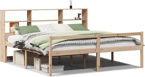 vidaXL tömör fenyőfa könyvespolcos ágy matrac nélkül 180 x 200 cm