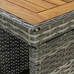 szürke polyrattan bárasztal tárolópolccal 120 x 60 x 110 cm