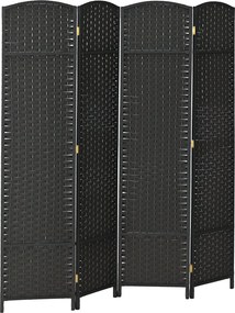 HOMCOM 4-Panel Szobaelválasztó 160x170 cm Összecsukható Szobaelválasztó Nappalihoz, Hálószobához, Irodához Fekete | Aosom