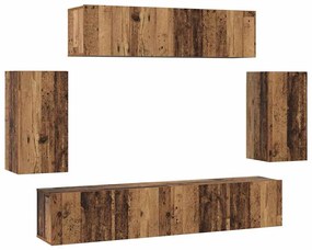 TV szekrény garnitúra 6 pcs Régi fa 80 x 30 x 30 cm Faanyag