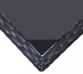 fekete polyrattan és üveg kerti asztal 240 x 90 x 74 cm