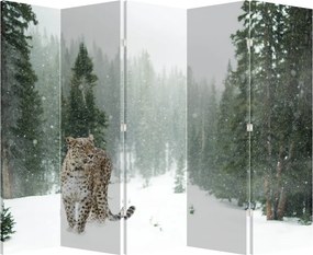 Paraván - Leopárd a hóban (210x170 cm)