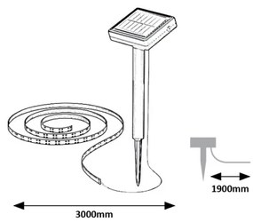 Rabalux 77016 - LED Napelemes Szalag ANSOO LED/0,26W/3,2V 4,9m IP44