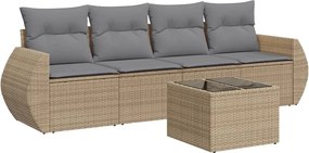 vidaXL 5 részes bézs polyrattan kerti ülőgarnitúra párnákkal