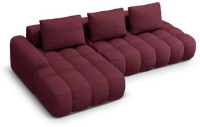 Borvörös kinyitható-tárolóhelyes sarokkanapé (bal oldali-heverő résszel) Linz – Cosmopolitan Design