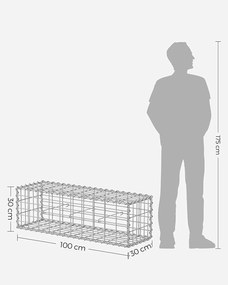 Gabion kosár, fém gabion ketrec 100 x 30 x 30 cm