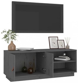 szürke tömör fenyőfa TV-szekrény 105x34x40 cm