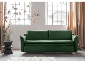 Zöld bársony kinyitható kanapé 225 cm Charming Charlie – Miuform