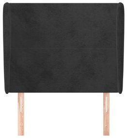 fekete bársony fejtámla szárnyakkal 93 x 23 x 118/128 cm