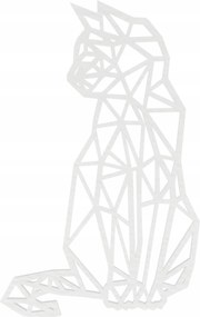 Fali Dekoráció Áttört nagy 3D Macska falra Geometrikus Macska 27cm Fehér