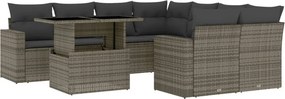 vidaXL 9 részes szürke polyrattan kerti ülőgarnitúra párnákkal