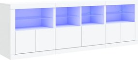 vidaXL fehér tálalószekrény LED-világítással 202x37x67 cm