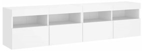 2 db fehér falra szerelhető TV-szekrény LED-del 80 x 30 x 40 cm