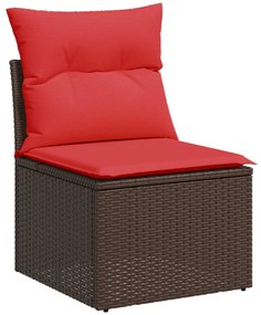 9-részes barna polyrattan kerti ülőgarnitúra párnákkal