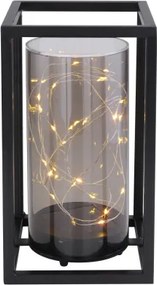 Globo 33816 Solar asztali lámpa fém fekete keret, füstszínű akril búra. IP44, kapcsolóval, inkl. 1xAA 1,2V, HxSZxM:140x140x250, inkl. 30xLED 0,06W 3V, 3000K