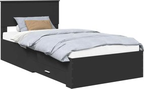 vidaXL Ágykeret fejtámlával Fekete és Ezüst 100 x 200 cm Faanyag
