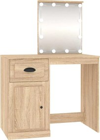 vidaXL sonoma tölgy színű LED-es fésülködőasztal 90x50x132,5 cm