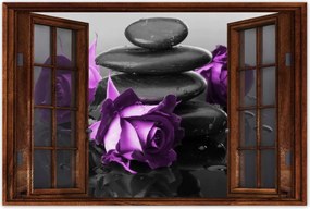 Poszterek 90x60 Lila rózsák Spa kő