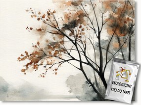 Fotótapéta Flizelina Akvarell Fa Ősz Barna Szürke 250x175 ragasztó