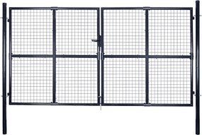 vidaXL szürke horganyzott acél hálós kerti kapu 300 x 200 cm