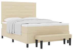 Box Spring Ágy Matraccal és Pad Krém 160x200 cm Szövet