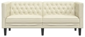2 személyes krémszínű műbőr Chesterfield kanapé