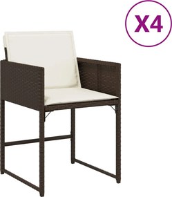 vidaXL 4 db barna polyrattan kerti szék párnával