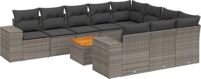 vidaXL 11 részes szürke polyrattan kerti ülőgarnitúra párnákkal