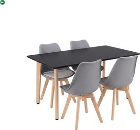 Silla 120 4+1 étkező garnitúra fekete-szürke