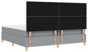vidaXL Boxspring Ágy Mattal és LED Fénnyel Világosszürke 200x200 cm Szövet