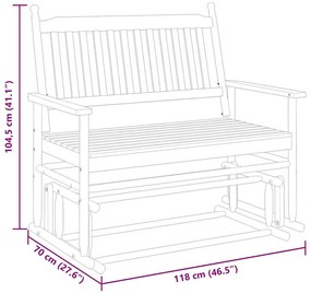 fekete tömör nyárfa hintapad 118 x 70 x 104,5 cm