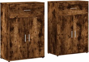 vidaXL 2 db füstös tölgy színű szerelt fa tálalószekrény 60x30x84 cm