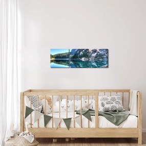 Egy alpesi tó képe (órával) (90x30 cm)