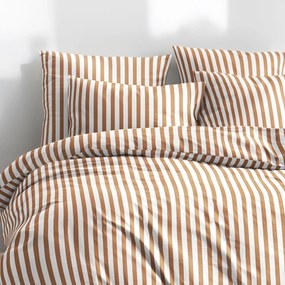Goldea pamut ágyneműhuzat - őszi barna csíkos 220 x 200 és 2db 70 x 90 cm