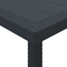 15 darabos kerti étkező szett párnákkal, antracit poly rattan
