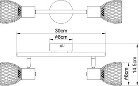 Globo 54817-2 Spot fém rozsdabarna sötét fa megjelenésű betéttel. Kapcsoló a talpra szerelve. LxH:300x145, exkl. 2xE14 40W 230V
