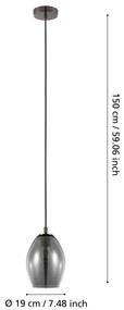 Eglo 39564 - Csillár zsinóron ESTANYS 1xE27/60W/230V füstös