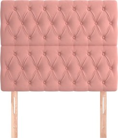 rózsaszín bársony fejtámla 100x7x118/128 cm