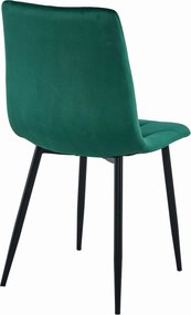AKCIÓ Sötétzöld bársonyos étkezőszék LIBRA fekete lábakkal II. osztály