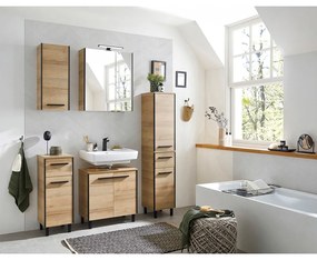 Natúr színű fali mosdó alatti szekrény tölgyfa dekorral 53x60 cm Quickset 395 – Pelipal