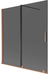 Mexen Velar, 2 szárnyas eltolható kádparaván 150 x 150 cm, 8mm szürke üveg, rézmatt, 896-150-000-41-65
