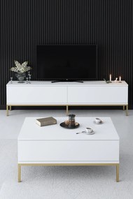 TV szekrény Lord - White, Gold