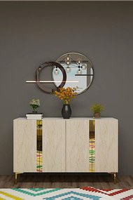 Anka 120 - White, Travertine, Gold