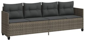 Szürke polyrattan napozóágy párnával
