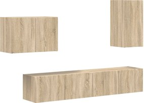 vidaXL TV falit kabinet szett 4 pcs Sonoma tölgy Faanyag