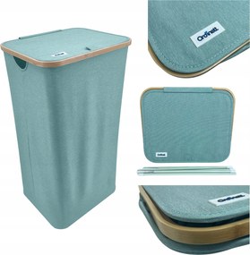 Szennyestartó kosár zöld, menta színű, fedéllel, fém vázzal, ágyneműtartóhoz