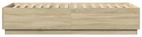 sonoma tölgyszínű szerelt fa ágykeret LED-del 90 x 200 cm