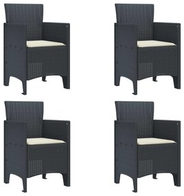 vidaXL Kerti Szék párnával 4 pcs Antracit 53 x 49 x 85 cm Polipropilén