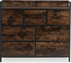 Komoda z Szufladami HUDSON 98 cm Dąb Rustykalny/Czarny